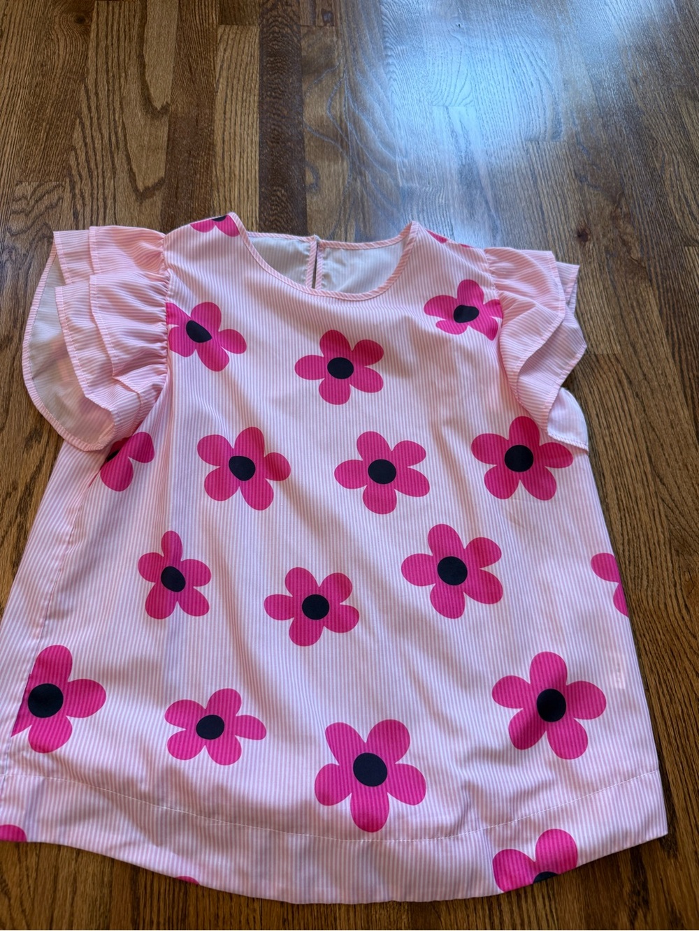 Ladies’ Pink Floral Ruffle Sleeve Top